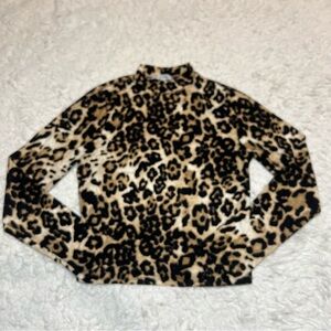 gaze Leopard Print Mock Neck Top - Tan, Black